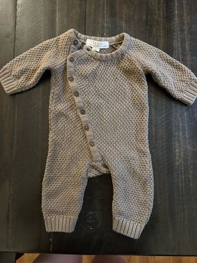 Taupe Knit Button-Front Baby One-Piece